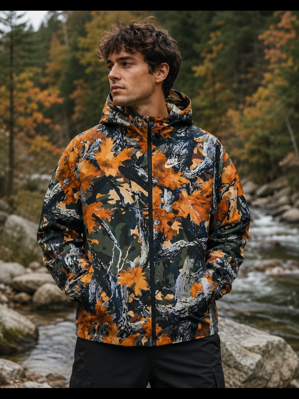 Nike Men’s Vintage Orange Camo Hooded Jacket